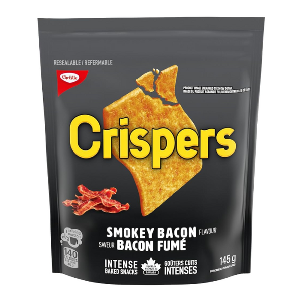 Crispers Smokey Bacon Crackers – 145 g – Bold Savoury Crunch from Canada