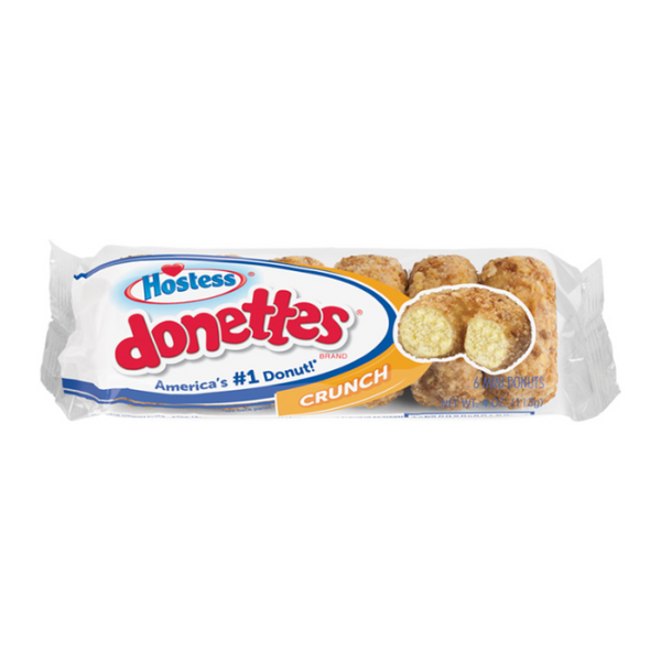 Hostess Crunch Donettes – 4 oz (113 g) – Classic American Crunch Mini Doughnuts