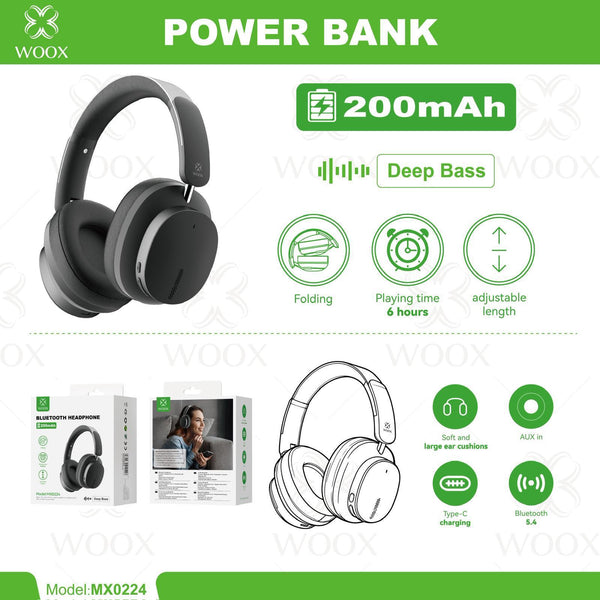 Wireless Bluetooth Headphones UK | WOOX Over-Ear Deep Bass Foldable Headset