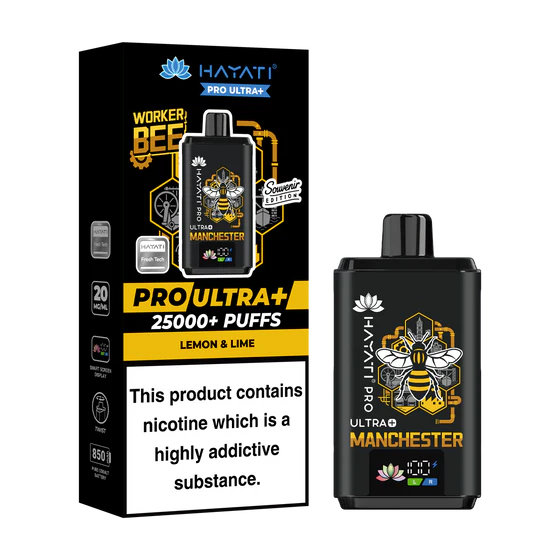 Hayati Pro Ultra Plus 25000 Manchester Souvenir Edition | Only £10.99 | Elevate Vapes