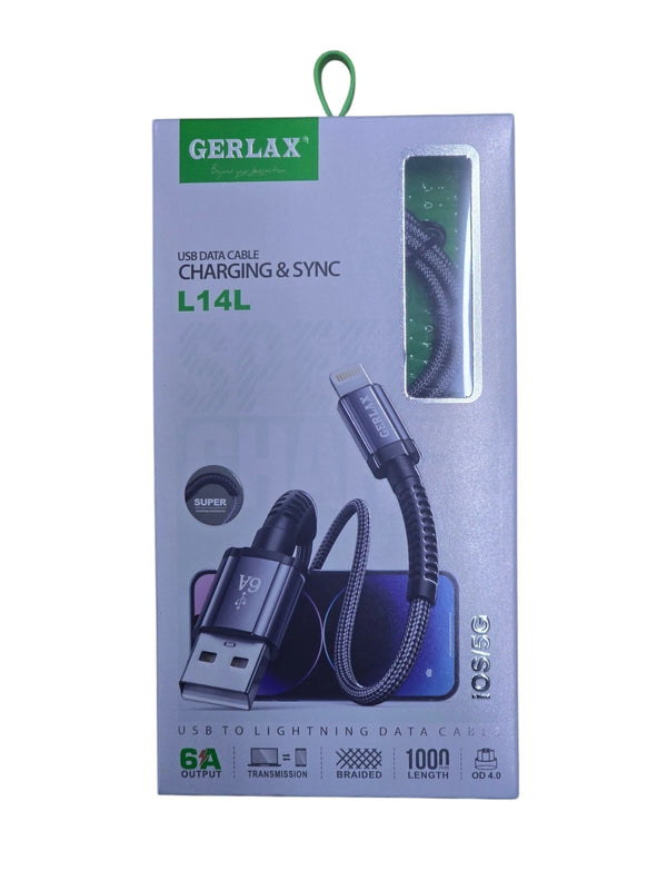 GERLAX 6A Fast Charge iPhone Cable UK | 1M Braided USB Data Sync Charging Lead