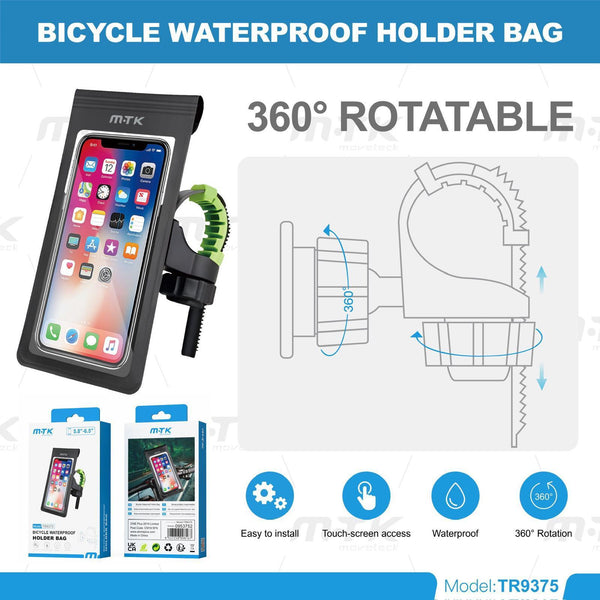 Bicycle Waterproof Phone Holder UK | 360 Rotatable Bike Mount Touch Screen Case